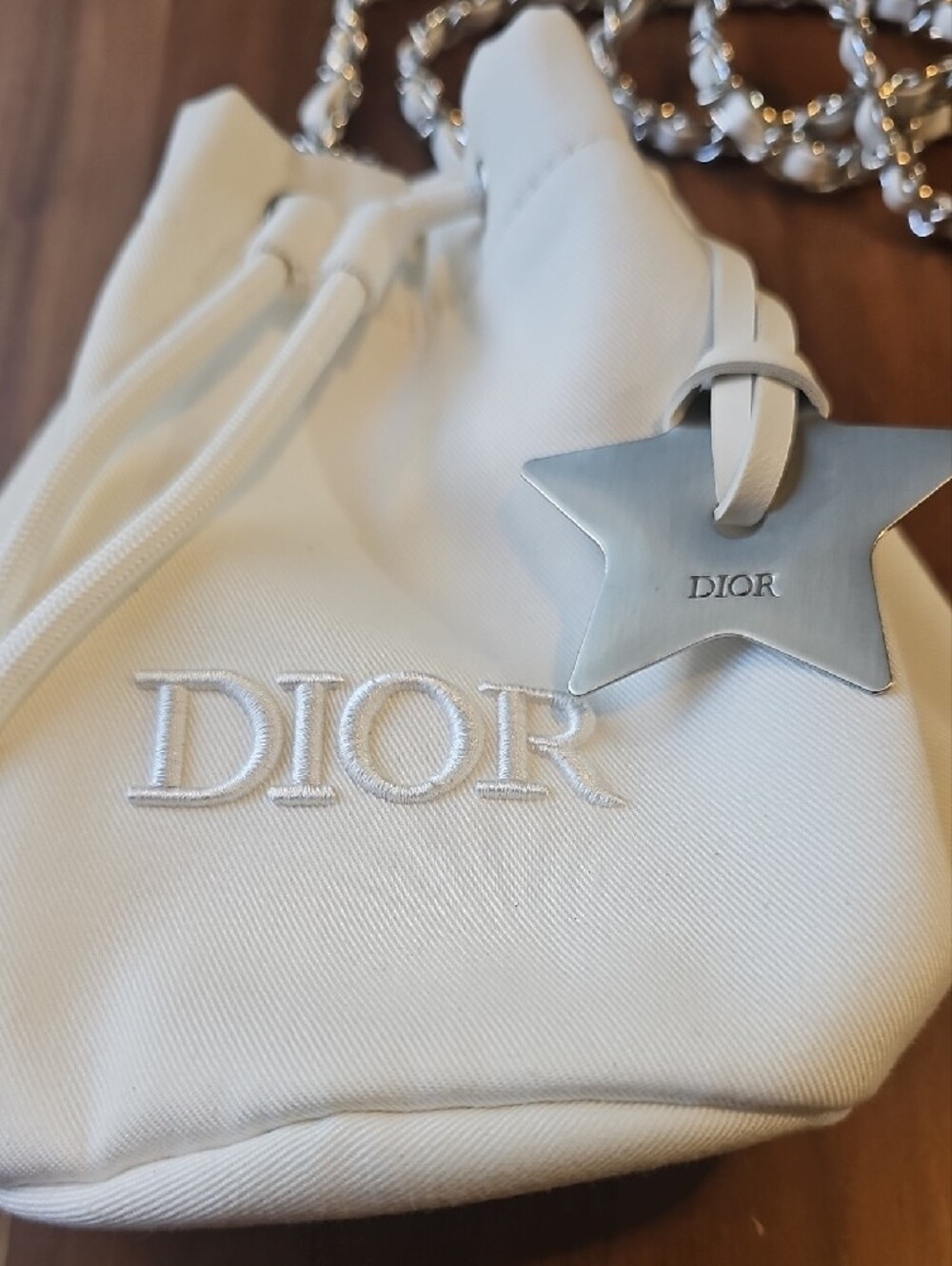 Dior White Drawstring Mini Bucket Bag GWP with Star Charm And Gift Bag - Picture 6 of 9